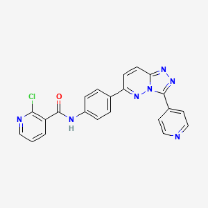 molecular formula C22H14ClN7O B2996553 2-氯-N-(4-(3-(吡啶-4-基)-[1,2,4]三唑并[4,3-b]哒嗪-6-基)苯基)烟酰胺 CAS No. 891108-58-0