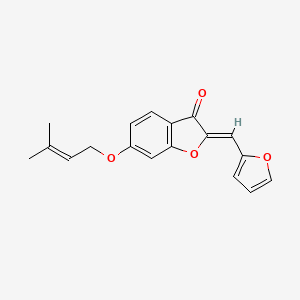 molecular formula C18H16O4 B2996564 (Z)-2-(呋喃-2-基亚甲基)-6-((3-甲基丁-2-烯-1-基)氧基)苯并呋喃-3(2H)-酮 CAS No. 622807-04-9