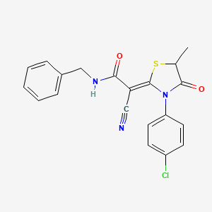 (2Z)-N-benzyl-2-[3-(4-chlorophenyl)-5-methyl-4-oxo-1,3-thiazolidin-2-ylidene]-2-cyanoethanamide