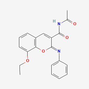 (Z)-N-acetyl-8-ethoxy-2-(phenylimino)-2H-chromene-3-carboxamide