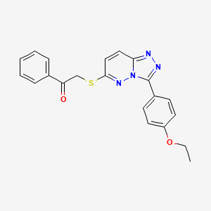 molecular formula C21H18N4O2S B2996579 2-((3-(4-乙氧基苯基)-[1,2,4]三唑并[4,3-b]哒嗪-6-基)硫代)-1-苯基乙酮 CAS No. 852437-15-1