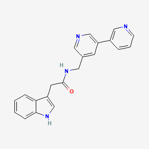 molecular formula C21H18N4O B2996583 N-([3,3'-bipyridin]-5-ylmethyl)-2-(1H-indol-3-yl)acetamide CAS No. 2185590-78-5