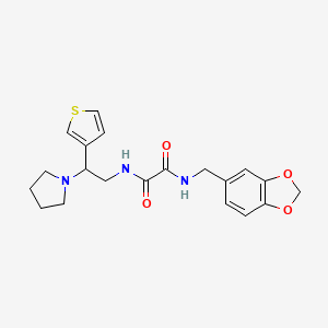 molecular formula C20H23N3O4S B2996610 N1-(苯并[d][1,3]二氧杂环-5-基甲基)-N2-(2-(吡咯烷-1-基)-2-(噻吩-3-基)乙基)草酰胺 CAS No. 946355-50-6