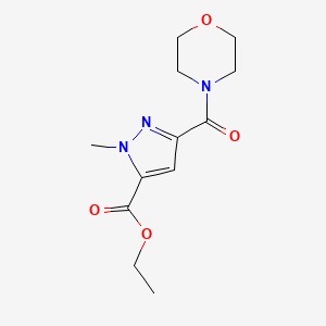 molecular formula C12H17N3O4 B2996617 ethyl 1-methyl-3-(morpholin-4-ylcarbonyl)-1H-pyrazole-5-carboxylate CAS No. 1005586-29-7