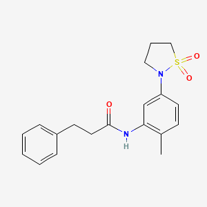 molecular formula C19H22N2O3S B2996629 N-(5-(1,1-dioxidoisothiazolidin-2-yl)-2-methylphenyl)-3-phenylpropanamide CAS No. 941994-28-1