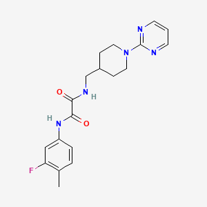 molecular formula C19H22FN5O2 B2996630 N1-(3-fluoro-4-methylphenyl)-N2-((1-(pyrimidin-2-yl)piperidin-4-yl)methyl)oxalamide CAS No. 1235660-69-1