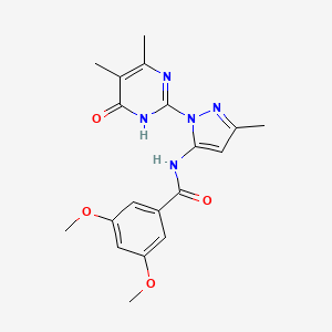 molecular formula C19H21N5O4 B2996631 N-(1-(4,5-dimethyl-6-oxo-1,6-dihydropyrimidin-2-yl)-3-methyl-1H-pyrazol-5-yl)-3,5-dimethoxybenzamide CAS No. 1004680-13-0
