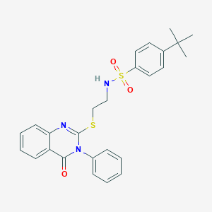 molecular formula C26H27N3O3S2 B299664 4-tert-butyl-N-{2-[(4-oxo-3-phenyl-3,4-dihydro-2-quinazolinyl)sulfanyl]ethyl}benzenesulfonamide 
