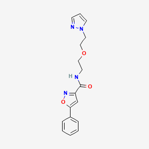 molecular formula C17H18N4O3 B2996643 5-phenyl-N-{2-[2-(1H-pyrazol-1-yl)ethoxy]ethyl}-1,2-oxazole-3-carboxamide CAS No. 2034389-39-2