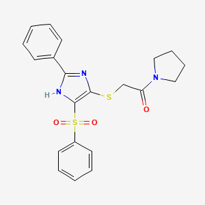 2-((2-phenyl-4-(phenylsulfonyl)-1H-imidazol-5-yl)thio)-1-(pyrrolidin-1-yl)ethanone