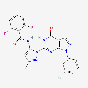 molecular formula C22H14ClF2N7O2 B2996646 N-(1-(1-(3-氯苯基)-4-氧代-4,5-二氢-1H-吡唑并[3,4-d]嘧啶-6-基)-3-甲基-1H-吡唑-5-基)-2,6-二氟苯甲酰胺 CAS No. 1171924-68-7