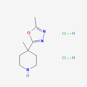 molecular formula C9H17Cl2N3O B2996650 2-Methyl-5-(4-methylpiperidin-4-yl)-1,3,4-oxadiazole dihydrochloride CAS No. 1255147-21-7