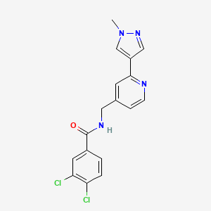 molecular formula C17H14Cl2N4O B2996660 3,4-dichloro-N-((2-(1-methyl-1H-pyrazol-4-yl)pyridin-4-yl)methyl)benzamide CAS No. 2034532-78-8