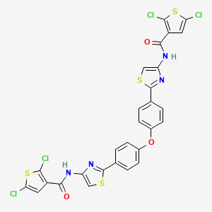 molecular formula C28H14Cl4N4O3S4 B2996678 2,5-dichloro-N-[2-[4-[4-[4-[(2,5-dichlorothiophene-3-carbonyl)amino]-1,3-thiazol-2-yl]phenoxy]phenyl]-1,3-thiazol-4-yl]thiophene-3-carboxamide CAS No. 477536-01-9