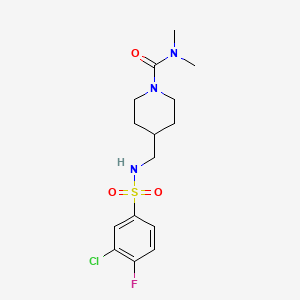 4-((3-chloro-4-fluorophenylsulfonamido)methyl)-N,N-dimethylpiperidine-1-carboxamide