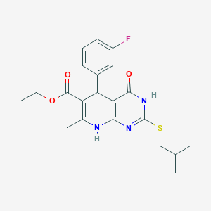 Ethyl 5-(3-fluorophenyl)-2-(isobutylthio)-7-methyl-4-oxo-3,4,5,8-tetrahydropyrido[2,3-d]pyrimidine-6-carboxylate
