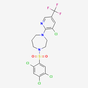 molecular formula C17H14Cl4F3N3O2S B2996710 1-[3-Chloro-5-(trifluoromethyl)pyridin-2-yl]-4-(2,4,5-trichlorophenyl)sulfonyl-1,4-diazepane CAS No. 1022094-79-6