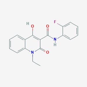molecular formula C18H15FN2O3 B2996714 1-ethyl-N-(2-fluorophenyl)-4-hydroxy-2-oxo-1,2-dihydroquinoline-3-carboxamide CAS No. 300716-22-7