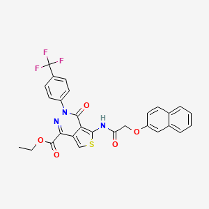 Ethyl 5-(2-(naphthalen-2-yloxy)acetamido)-4-oxo-3-(4-(trifluoromethyl)phenyl)-3,4-dihydrothieno[3,4-d]pyridazine-1-carboxylate