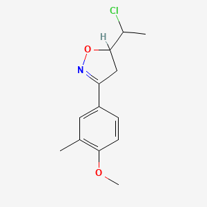 molecular formula C13H16ClNO2 B2996743 5-(1-氯乙基)-3-(4-甲氧基-3-甲基苯基)-4,5-二氢-1,2-恶唑 CAS No. 1554617-83-2