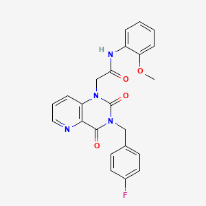 molecular formula C23H19FN4O4 B2996744 2-(3-(4-fluorobenzyl)-2,4-dioxo-3,4-dihydropyrido[3,2-d]pyrimidin-1(2H)-yl)-N-(2-methoxyphenyl)acetamide CAS No. 921800-03-5