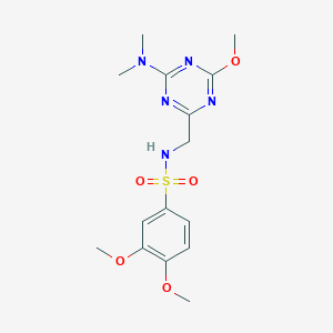 molecular formula C15H21N5O5S B2996748 N-((4-(dimethylamino)-6-methoxy-1,3,5-triazin-2-yl)methyl)-3,4-dimethoxybenzenesulfonamide CAS No. 2034540-30-0