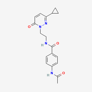 molecular formula C18H20N4O3 B2996752 4-acetamido-N-(2-(3-cyclopropyl-6-oxopyridazin-1(6H)-yl)ethyl)benzamide CAS No. 2034533-90-7