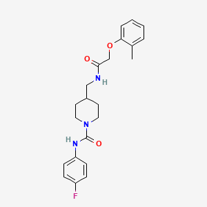 molecular formula C22H26FN3O3 B2996758 N-(4-fluorophenyl)-4-((2-(o-tolyloxy)acetamido)methyl)piperidine-1-carboxamide CAS No. 1235620-95-7