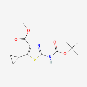 molecular formula C13H18N2O4S B2996771 Methyl 2-{[(tert-butoxy)carbonyl]amino}-5-cyclopropyl-1,3-thiazole-4-carboxylate CAS No. 2374758-07-1