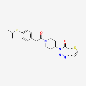 molecular formula C21H24N4O2S2 B2996781 3-(1-(2-(4-(isopropylthio)phenyl)acetyl)piperidin-4-yl)thieno[3,2-d][1,2,3]triazin-4(3H)-one CAS No. 2034554-83-9