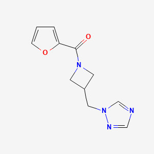 molecular formula C11H12N4O2 B2996784 (3-((1H-1,2,4-triazol-1-yl)methyl)azetidin-1-yl)(furan-2-yl)methanone CAS No. 2320680-45-1
