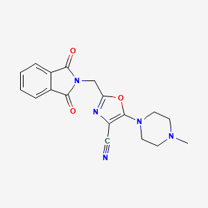 molecular formula C18H17N5O3 B2996789 2-((1,3-Dioxoisoindolin-2-yl)methyl)-5-(4-methylpiperazin-1-yl)oxazole-4-carbonitrile CAS No. 938026-17-6