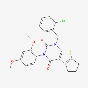 molecular formula C24H21ClN2O4S B2996797 1-(2-chlorobenzyl)-3-(2,4-dimethoxyphenyl)-6,7-dihydro-1H-cyclopenta[4,5]thieno[2,3-d]pyrimidine-2,4(3H,5H)-dione CAS No. 687583-72-8