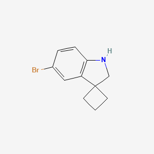 molecular formula C11H12BrN B2996799 5'-Bromospiro[cyclobutane-1,3'-indoline] CAS No. 1555987-93-3