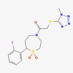 1-(7-(2-fluorophenyl)-1,1-dioxido-1,4-thiazepan-4-yl)-2-((1-methyl-1H-tetrazol-5-yl)thio)ethanone