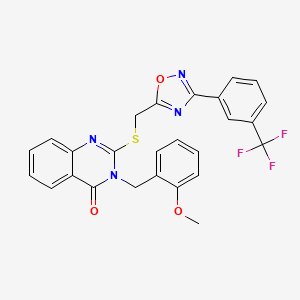 molecular formula C26H19F3N4O3S B2996804 3-(2-methoxybenzyl)-2-(((3-(3-(trifluoromethyl)phenyl)-1,2,4-oxadiazol-5-yl)methyl)thio)quinazolin-4(3H)-one CAS No. 2034326-25-3