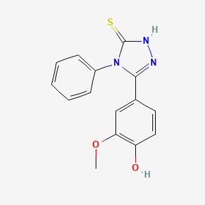 molecular formula C15H13N3O2S B2996805 5-(4-Hydroxy-3-methoxyphenyl)-4-phenyl-2,4-dihydro-3H-1,2,4-triazole-3-thione CAS No. 122772-15-0