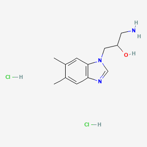 molecular formula C12H19Cl2N3O B2996806 1-氨基-3-(5,6-二甲基-1H-1,3-苯并二唑-1-基)丙烷-2-醇二盐酸盐 CAS No. 1181536-52-6