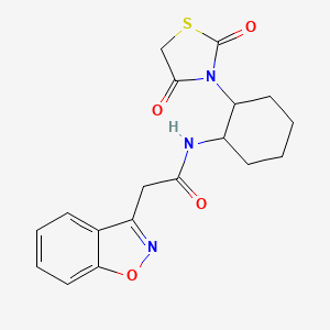 molecular formula C18H19N3O4S B2996814 2-(benzo[d]isoxazol-3-yl)-N-(2-(2,4-dioxothiazolidin-3-yl)cyclohexyl)acetamide CAS No. 1206992-71-3