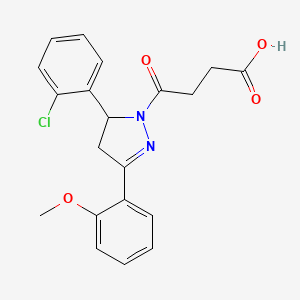 molecular formula C20H19ClN2O4 B2996815 4-[5-(2-chlorophenyl)-3-(2-methoxyphenyl)-4,5-dihydro-1H-pyrazol-1-yl]-4-oxobutanoic acid CAS No. 378211-39-3