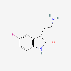 molecular formula C10H11FN2O B2996825 3-(2-aminoethyl)-5-fluoro-1,3-dihydro-2H-indol-2-one CAS No. 929862-47-5