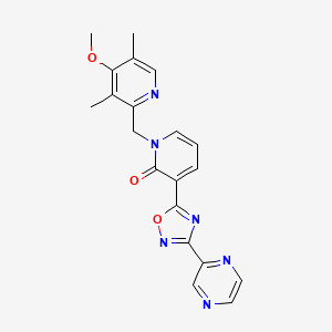 molecular formula C20H18N6O3 B2996827 1-[(4-methoxy-3,5-dimethylpyridin-2-yl)methyl]-3-(3-pyrazin-2-yl-1,2,4-oxadiazol-5-yl)pyridin-2(1H)-one CAS No. 1396811-26-9