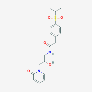 molecular formula C19H24N2O5S B2996833 N-(2-hydroxy-3-(2-oxopyridin-1(2H)-yl)propyl)-2-(4-(isopropylsulfonyl)phenyl)acetamide CAS No. 1797188-05-6