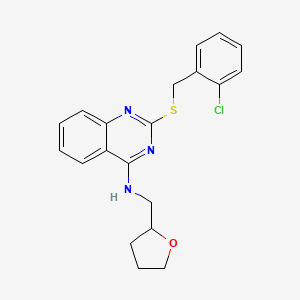 molecular formula C20H20ClN3OS B2996842 2-[(2-chlorophenyl)methylsulfanyl]-N-(oxolan-2-ylmethyl)quinazolin-4-amine CAS No. 422533-39-9