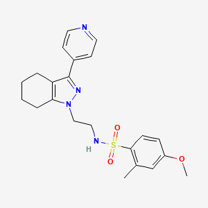 molecular formula C22H26N4O3S B2996845 4-甲氧基-2-甲基-N-(2-(3-(吡啶-4-基)-4,5,6,7-四氢-1H-吲唑-1-基)乙基)苯磺酰胺 CAS No. 1797326-17-0