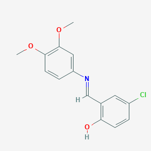 molecular formula C15H14ClNO3 B2996846 4-chloro-2-{(E)-[(3,4-dimethoxyphenyl)imino]methyl}phenol CAS No. 339166-09-5