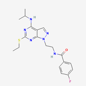 N-(2-(6-(ethylthio)-4-(isopropylamino)-1H-pyrazolo[3,4-d]pyrimidin-1-yl)ethyl)-4-fluorobenzamide