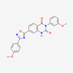 molecular formula C24H18N4O5 B2996857 3-(3-methoxyphenyl)-7-(3-(4-methoxyphenyl)-1,2,4-oxadiazol-5-yl)quinazoline-2,4(1H,3H)-dione CAS No. 1358056-39-9