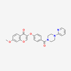 molecular formula C26H23N3O5 B2996858 7-methoxy-3-(4-(4-(pyridin-2-yl)piperazine-1-carbonyl)phenoxy)-4H-chromen-4-one CAS No. 951938-67-3