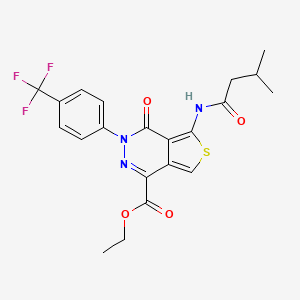molecular formula C21H20F3N3O4S B2996859 Ethyl 5-(3-methylbutanamido)-4-oxo-3-(4-(trifluoromethyl)phenyl)-3,4-dihydrothieno[3,4-d]pyridazine-1-carboxylate CAS No. 851951-03-6